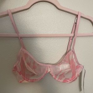 Calvin Klein Sheer Bra with Pink Flower design, Size 34A, NWT